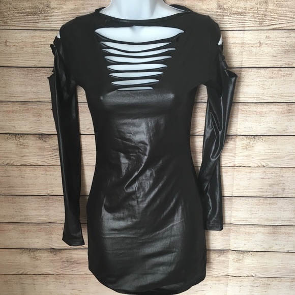 black spandex mini dress
